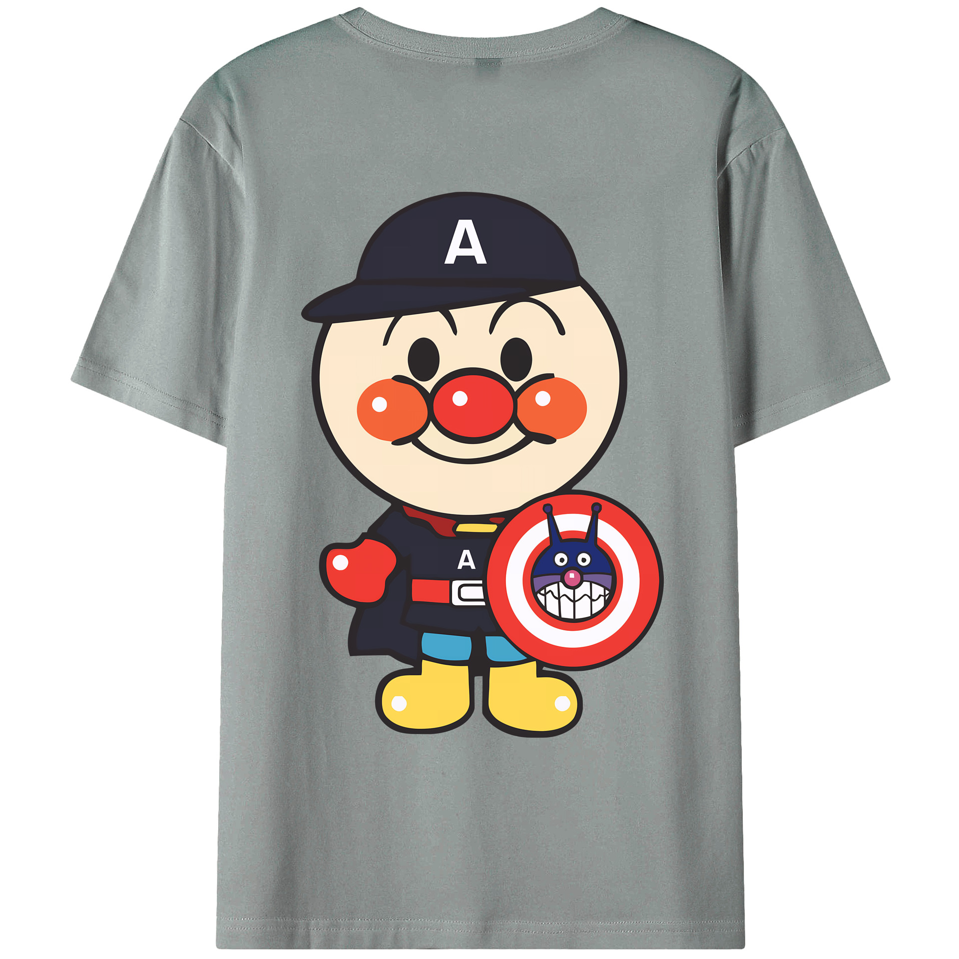 （画像用） アンパンマン Anpanman 綿100％ メンズ半袖Tシャツ（バックプリント） 通気性